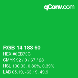 カラーコード: RGB 14 183 60 | qconv.com