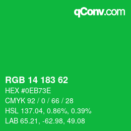 カラーコード: RGB 14 183 62 | qconv.com