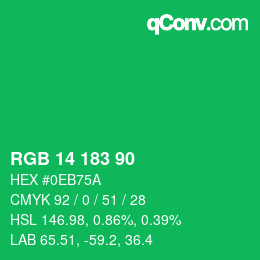 Color code: RGB 14 183 90 | qconv.com