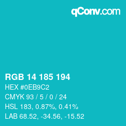 Color code: RGB 14 185 194 | qconv.com