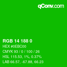 Color code: RGB 14 188 0 | qconv.com