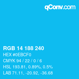 Color code: RGB 14 188 240 | qconv.com