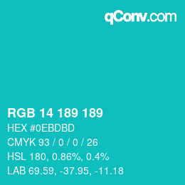 カラーコード: RGB 14 189 189 | qconv.com
