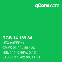 カラーコード: RGB 14 189 84 | qconv.com