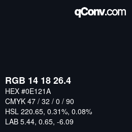 カラーコード: RGB 14 18 26.4 | qconv.com