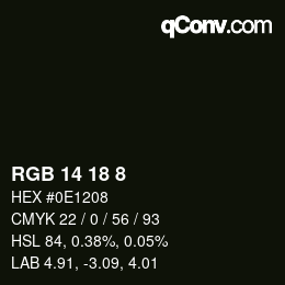 颜色代码: RGB 14 18 8 | qconv.com
