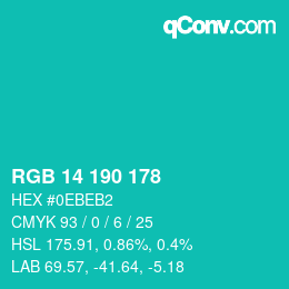 Color code: RGB 14 190 178 | qconv.com