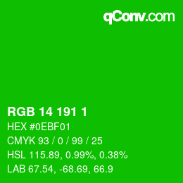 Color code: RGB 14 191 1 | qconv.com