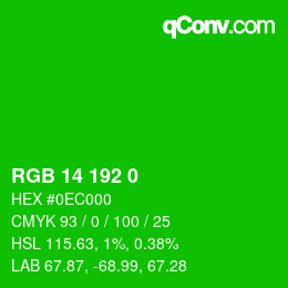 Color code: RGB 14 192 0 | qconv.com