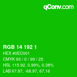 カラーコード: RGB 14 192 1 | qconv.com