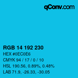 カラーコード: RGB 14 192 230 | qconv.com