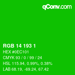 颜色代码: RGB 14 193 1 | qconv.com