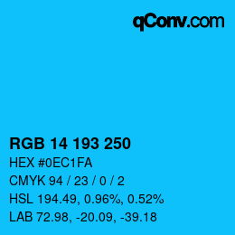 Color code: RGB 14 193 250 | qconv.com