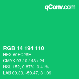 Color code: RGB 14 194 110 | qconv.com