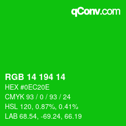 Color code: RGB 14 194 14 | qconv.com