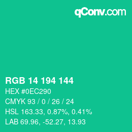 Color code: RGB 14 194 144 | qconv.com