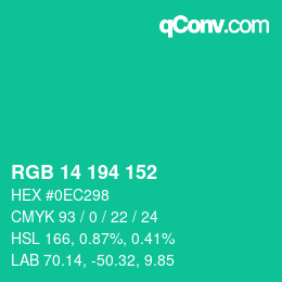 Color code: RGB 14 194 152 | qconv.com