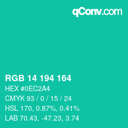 Color code: RGB 14 194 164 | qconv.com