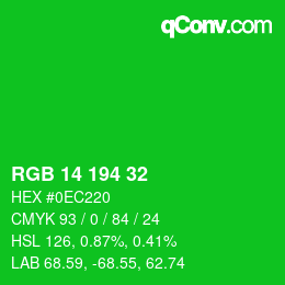 Color code: RGB 14 194 32 | qconv.com