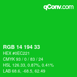Color code: RGB 14 194 33 | qconv.com