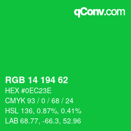 Color code: RGB 14 194 62 | qconv.com