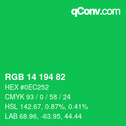 Color code: RGB 14 194 82 | qconv.com