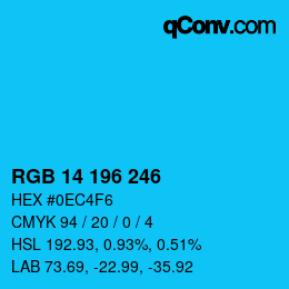 Color code: RGB 14 196 246 | qconv.com