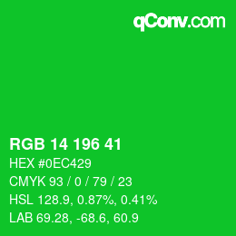 Farbcode: RGB 14 196 41 | qconv.com