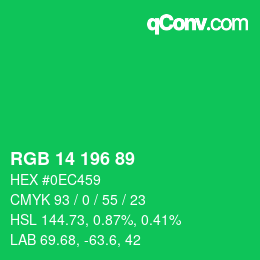 Farbcode: RGB 14 196 89 | qconv.com