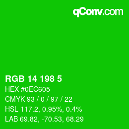 Color code: RGB 14 198 5 | qconv.com