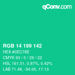 Color code: RGB 14 199 142 | qconv.com