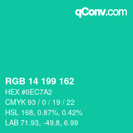 Color code: RGB 14 199 162 | qconv.com