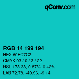 Color code: RGB 14 199 194 | qconv.com