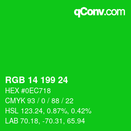 Color code: RGB 14 199 24 | qconv.com