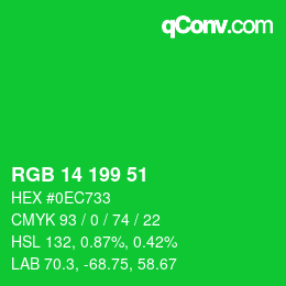 Color code: RGB 14 199 51 | qconv.com