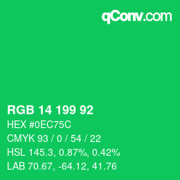 Color code: RGB 14 199 92 | qconv.com