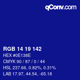 Color code: RGB 14 19 142 | qconv.com