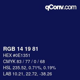 Color code: RGB 14 19 81 | qconv.com