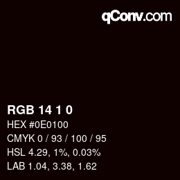 カラーコード: RGB 14 1 0 | qconv.com