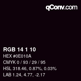 Color code: RGB 14 1 10 | qconv.com