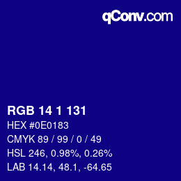 Color code: RGB 14 1 131 | qconv.com