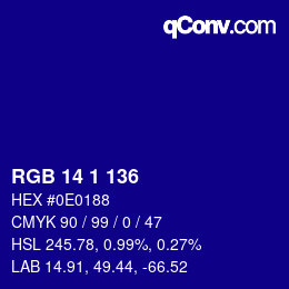 Color code: RGB 14 1 136 | qconv.com