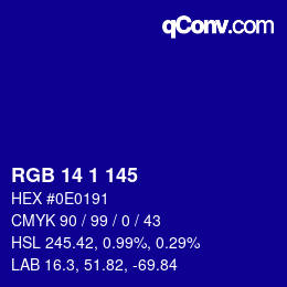 Color code: RGB 14 1 145 | qconv.com