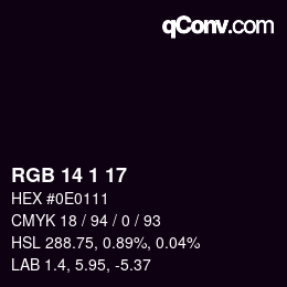 Color code: RGB 14 1 17 | qconv.com