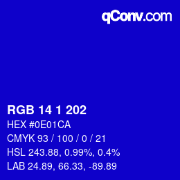 Color code: RGB 14 1 202 | qconv.com