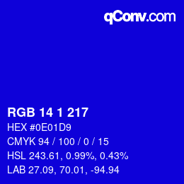 Color code: RGB 14 1 217 | qconv.com