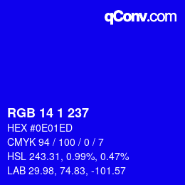 Color code: RGB 14 1 237 | qconv.com