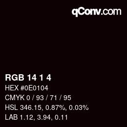 カラーコード: RGB 14 1 4 | qconv.com