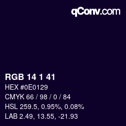 Color code: RGB 14 1 41 | qconv.com