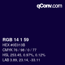 Color code: RGB 14 1 59 | qconv.com